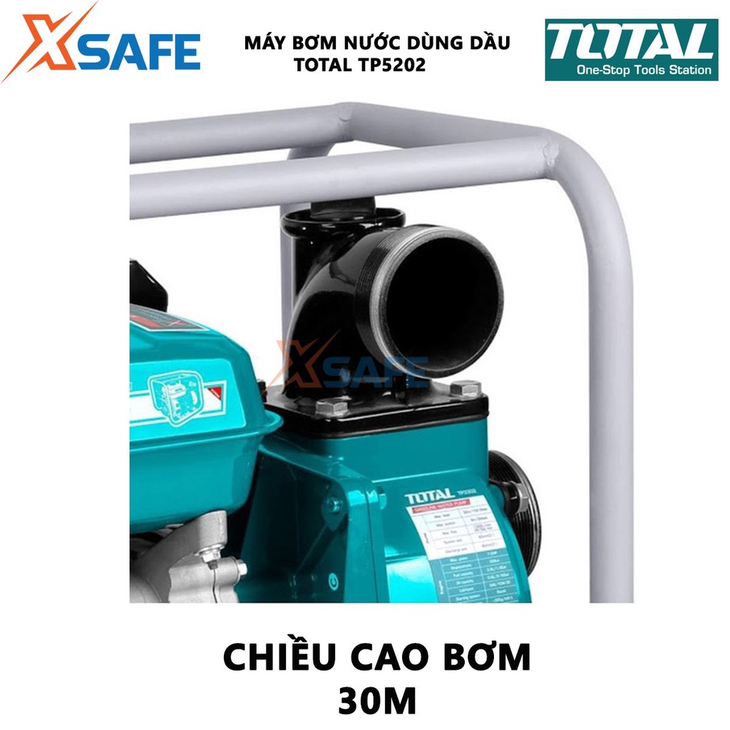 Máy bơm nước dùng dầu TOTAL Máy bơm nước mini chạy dầu Công suất 3.8H-8.3 HP Dung tích xi lanh 227cc-418 cc