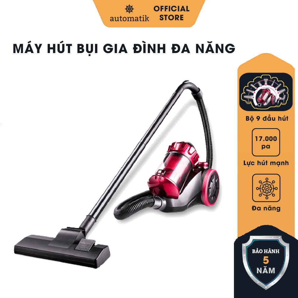 Máy Hút Bụi Gia Đình Công Nghiệp Đa Năng Lực Hút Khỏe, Ô Tô, Sofa, Sàn Nhà Cửa M11 + Tặng Bộ 09 Đầu Hút - Automatik