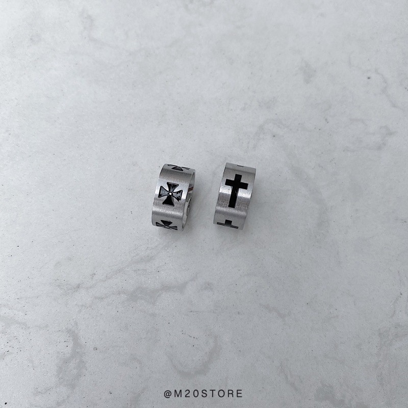 Nhẫn Thép Titan Họa Tiết Chử Thập, Nhẫn Nam Nữ Thánh Giá Cross Thép Không Gỉ