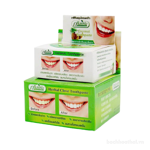 Set hai hũ kem đánh răņg thơm miệng trắŉg răņg Herbal Clove Toothpaste + Coconut Toothpaste