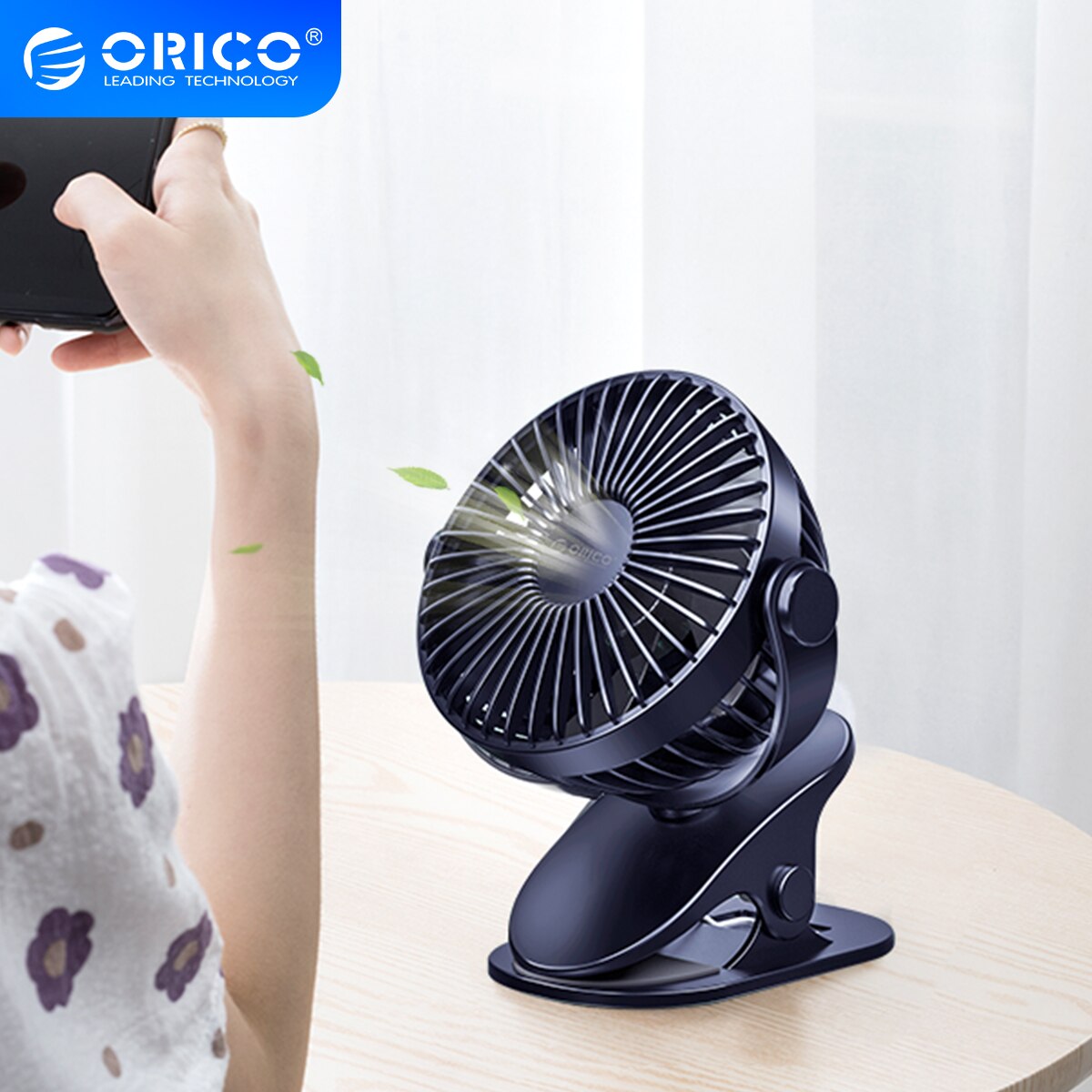 [ORICO] Bàn kẹp trên bàn Quạt Quạt Mini | Quạt Kẹp Bàn Thích hợp cho dân Văn Phòng 360 độ Làm mát hoàn hảo Luồng gió mạnh độ Có thể sạc lại（GXZ-F835）