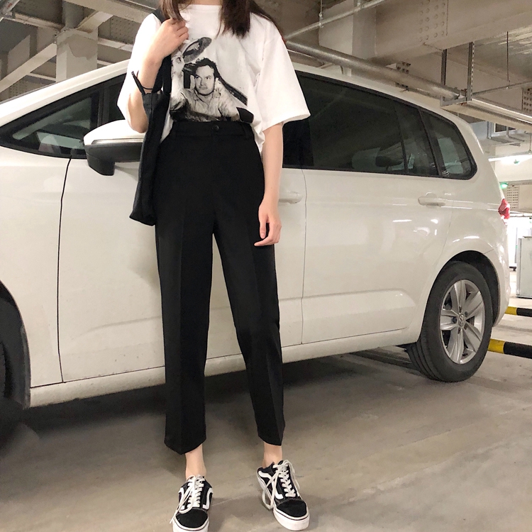 SUXI Quần nữ lưng cao theo phong cách Hàn Quốc