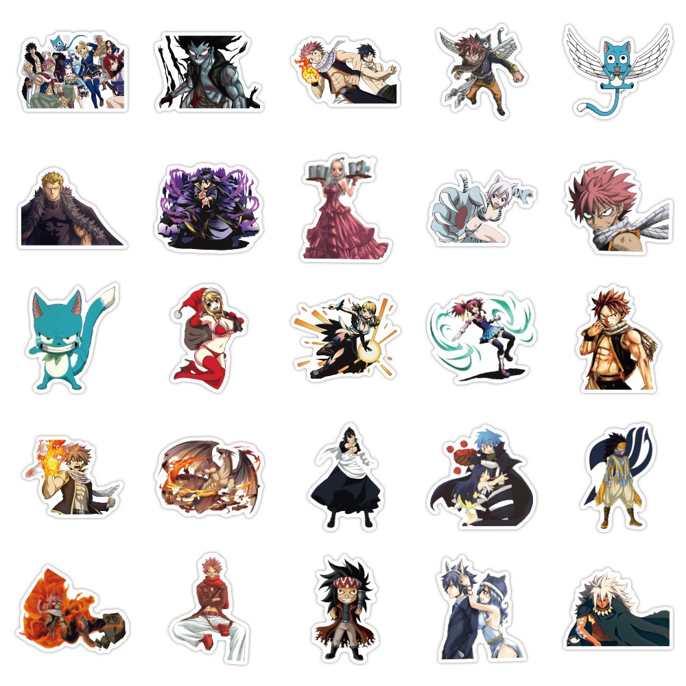 Y&P| Hình Dán Chống Nước Fairy Tail Nhật Bản Anime Mũ Bảo Hiểm Máy Tính Xách Tay Hành Lý Dán Thiết Lập, 50 tờ