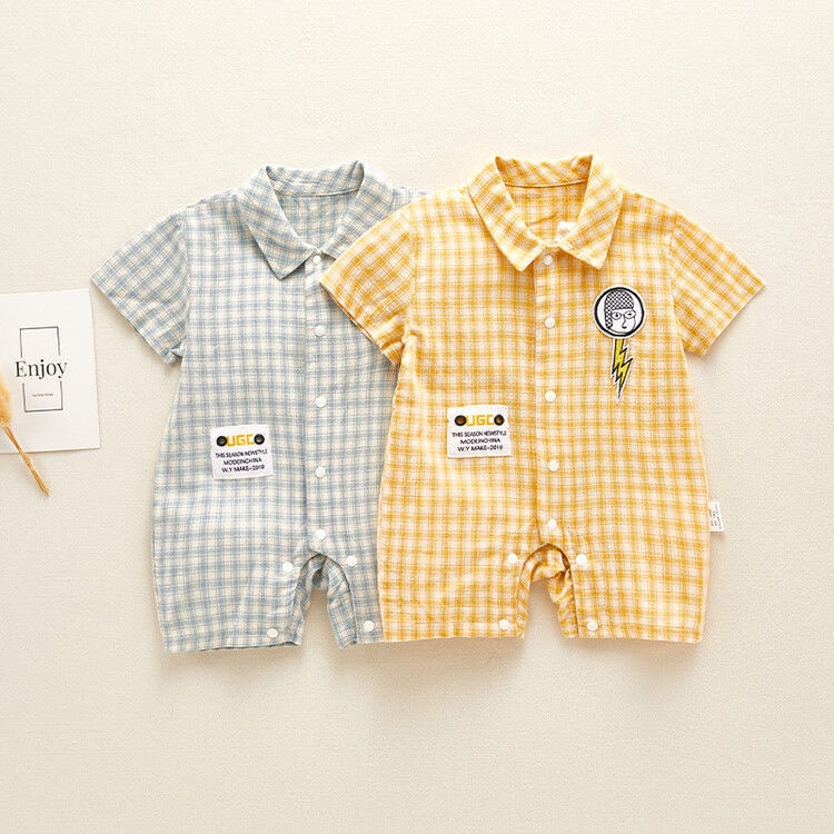 Bộ Áo Liền Quần Mùa Hè Siêu Mỏng Dễ Thương Phong Cách Nhật Bản Hàn Quốc Cho Bé Trai