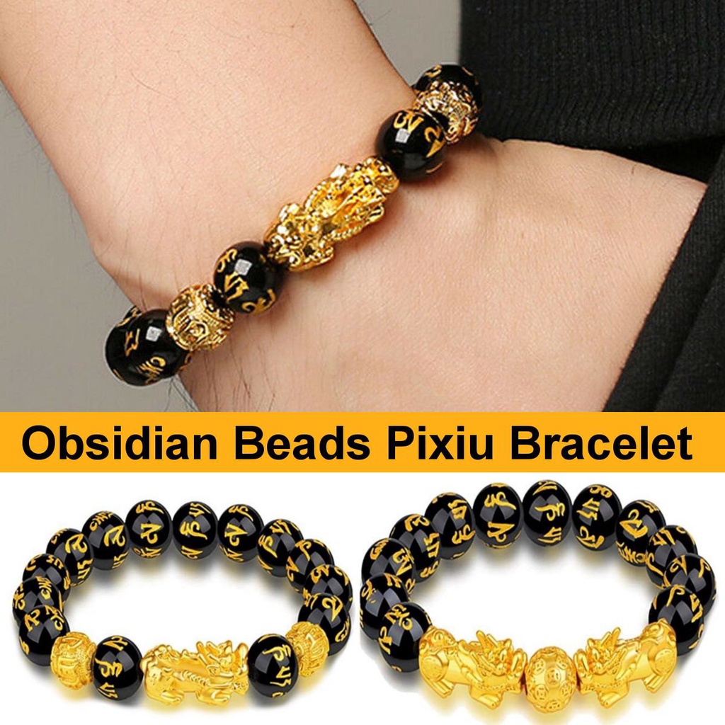 Vòng Tay Chuỗi Hạt Đá Obsidian Phong Thủy Thời Trang Unisex