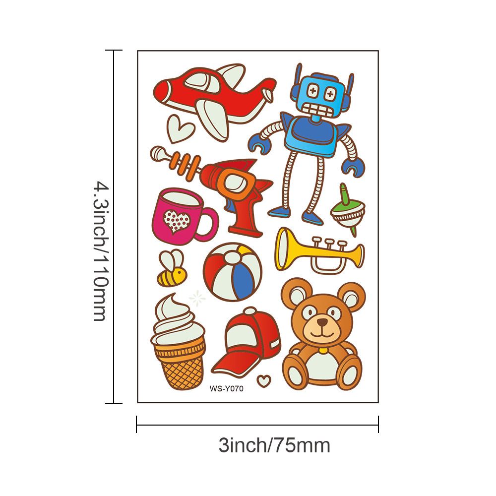 Miếng dán hình xăm tạm thời họa tiết hoạt hình dạ quang chống thấm nước dành cho trẻ em