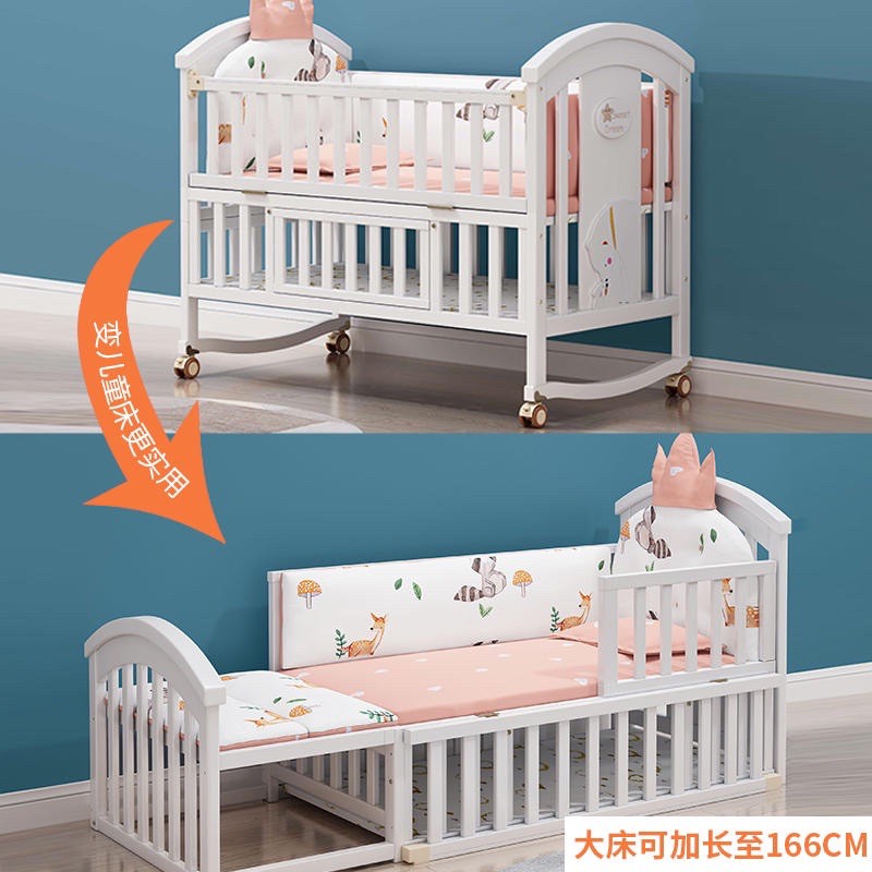 Giường cũi  đa năng 6in1  màu trắng