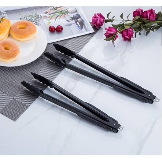 Kẹp Gắp Thức Ăn Bằng Thép Không Gỉ Màu Đen 9/12/14 Inch