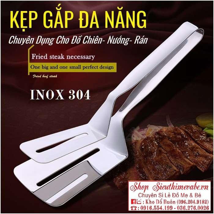 Kẹp gắp đồ chiên rán, nướng BBQ đa năng chất liệu inox cao cấp