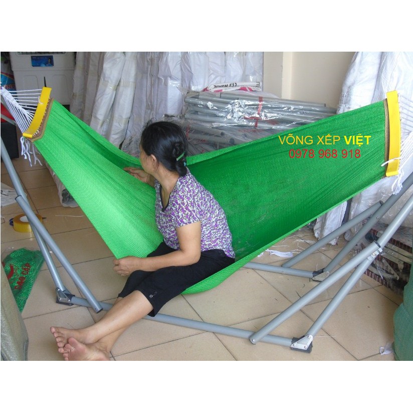 Bộ võng xếp cán nhựa size đại phi 32- Có ảnh thật( giá đã bao gồm khung và lưới)