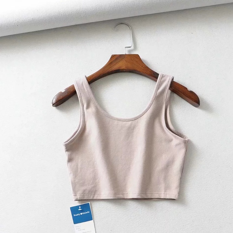 Xiangbao Áo Crop Top Không Tay Màu Trơn Ôm Dáng Thời Trang Mùa Hè Cho Nữ
