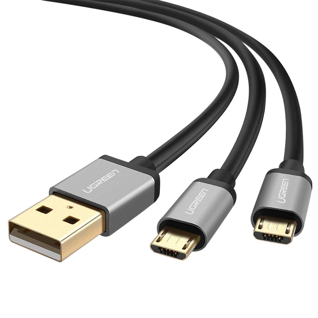 Cáp sạc chia 2 đầu micro USB dài 1m chính hãng Ugreen 40348 cao cấp
