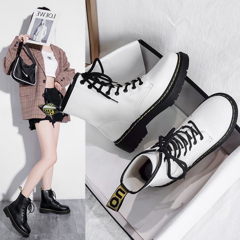 Giày boots DR da cao cổ 2 màu đen, trắng Ulzzang