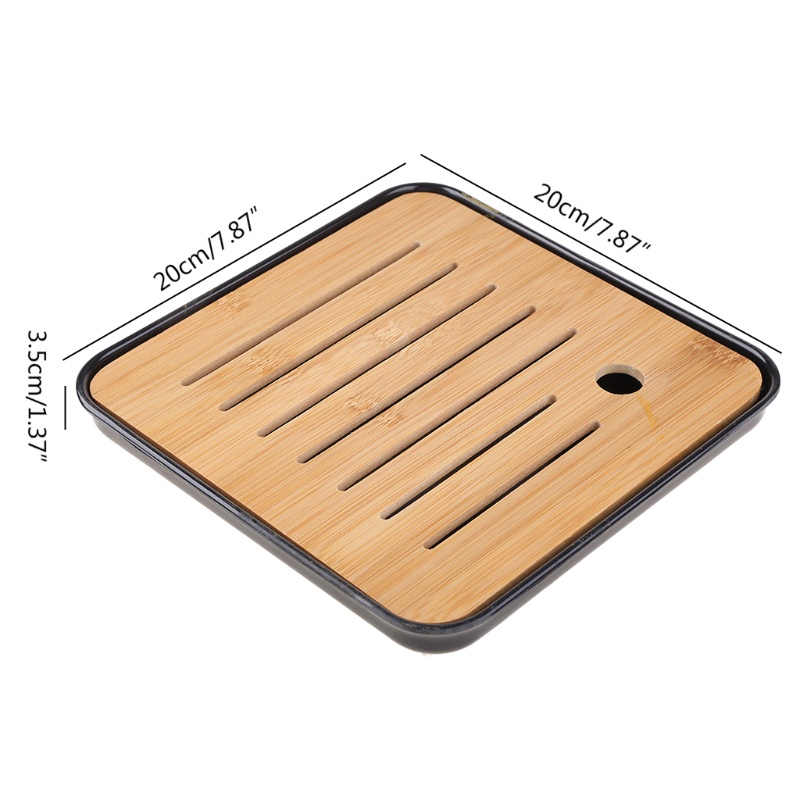 Khay phục vụ trà bằng gỗ thân thiện với môi trường thiết kế hình vuông đơn giản có rãnh thoát nước chất lượng cao