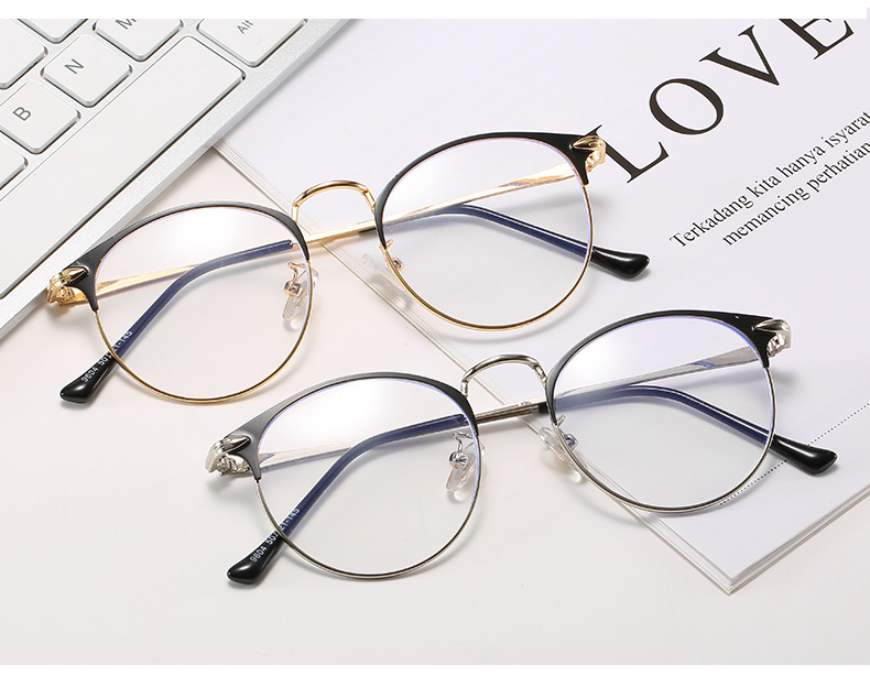 kính cận có độ -0.5~6.0 /Kính Cận Gọng Kim Loại Tròn Chống Ánh Sáng Xanh Có Độ Unisex/kính chống ánh sáng xanh/gọng kính cận kim loại /kính gọng vuông