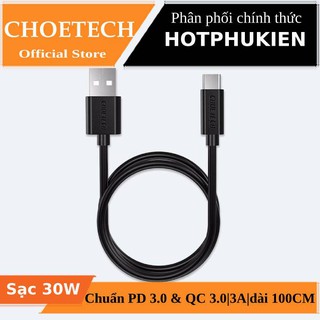 Dây cáp sạc PD Type-C hỗ trợ sạc nhanh 30W hiệu CHOETECH AC002 dài 100CM cho điện thoại / Macbook - Hàng chính hãng