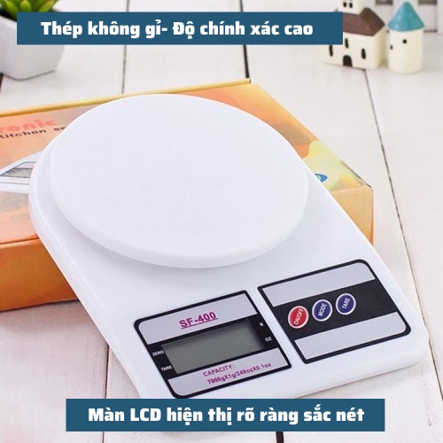 Cân Tiểu Ly  SF400 -Cân Điện nhà Bếp Định Lượng 1g - 10kg Độ Chính Xác Cao Nhỏ Gọn Làm Bánh Mini Cân tiêu li Pin AA