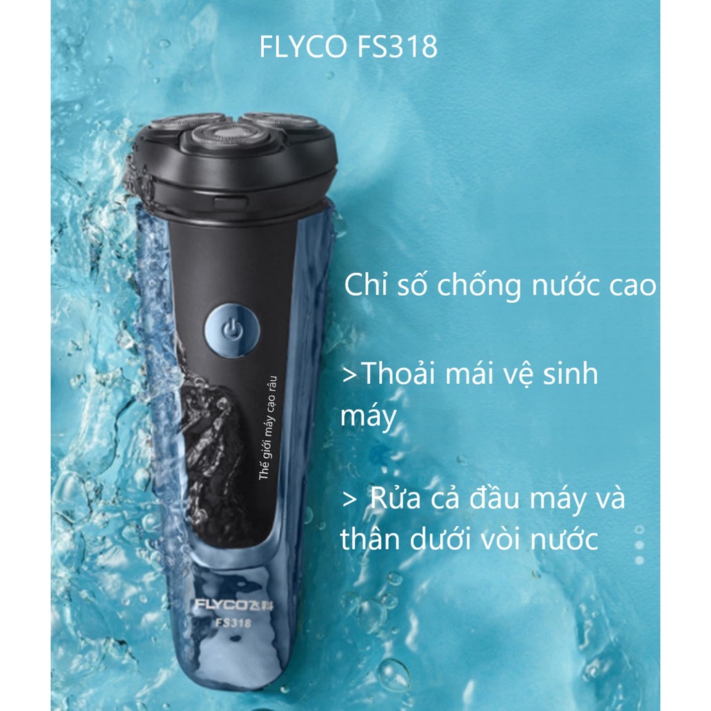 Máy cạo râu FLYCO FS318/FS317/FS316 chống nước, cao cấp