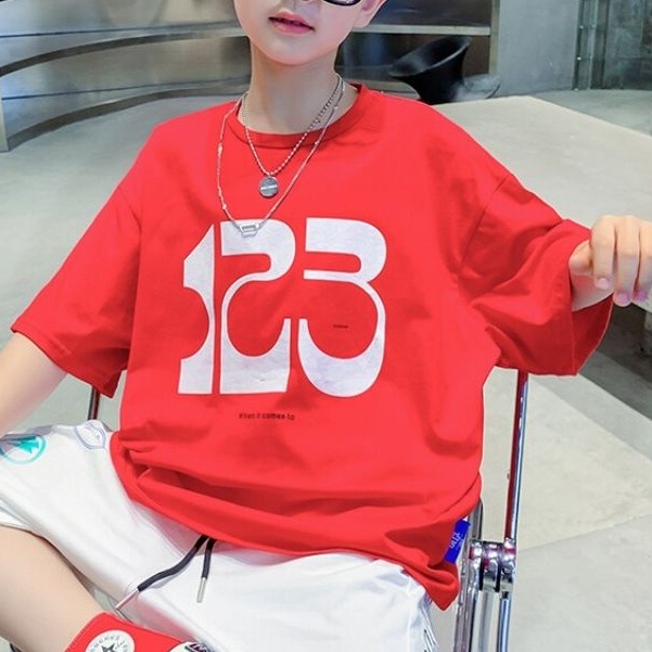 Áo thun BXPB tay ngắn cổ tròn in họa tiết thời trang mùa hè cho bé trai 3-15 tuổi tùy chọn màu sắc