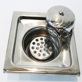 Phễu thoát sàn inox 304 chống hôi Ikenta IKT-15HDND90 - KT 15x15cm Phi 60 hoặc 90 hình sọc lưới