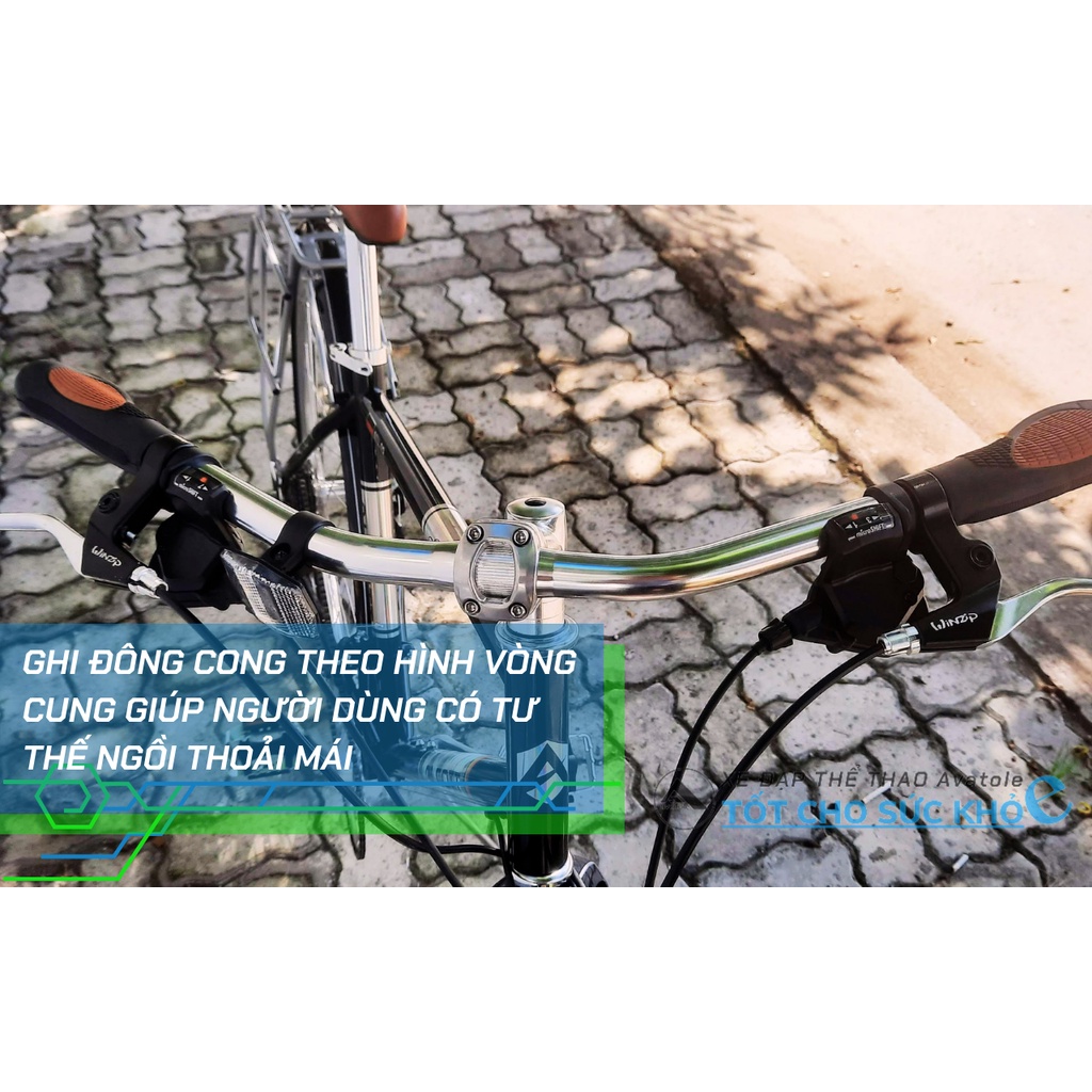 Xe đạp touring ALCOTT ATX-03, Khung sườn hợp kim thép cao cấp, Bộ truyền động Shimano Tourney 14 tốc độ, Màu đen
