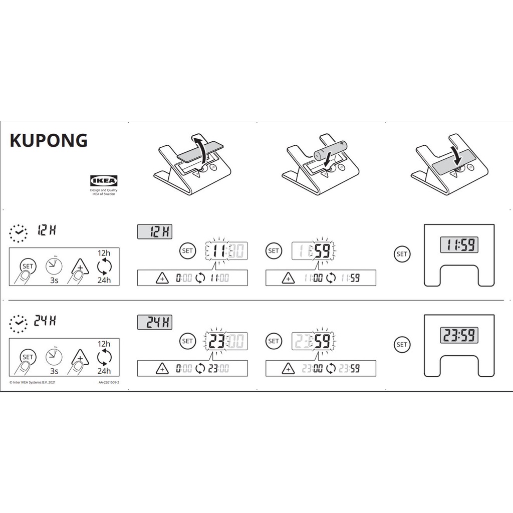 Đồng hồ báo thức tăng âm Kupong IKEA