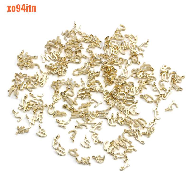 CHARMS Bộ 26 Mặt Dây Chuyền Hình Chữ Cái A-Z Màu Vàng