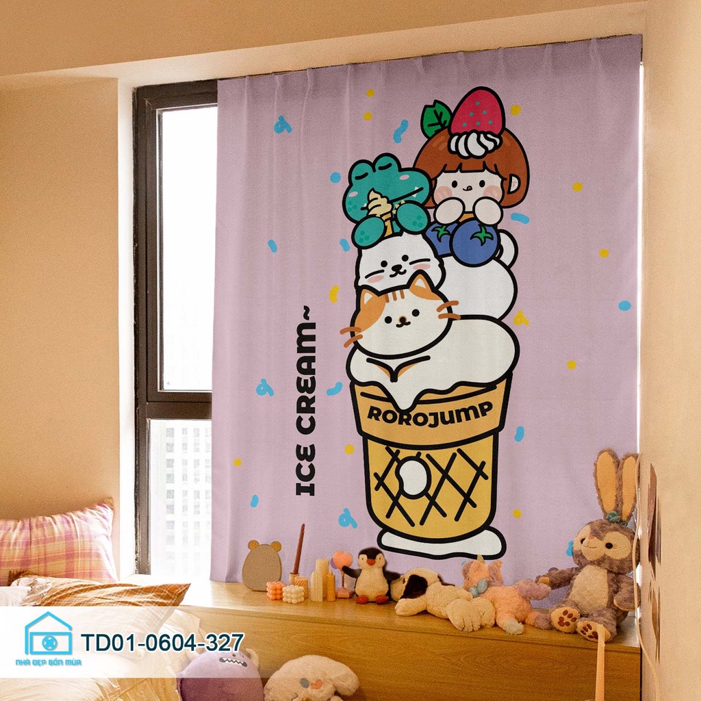 Rèm cửa sổ dán Tín Phát Decor,  rèm cửa sổ nhỏ, lớn hình Chibi dễ thương