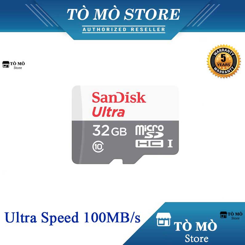 Thẻ nhớ MicroSD SanDisk Ultra 32GB ~ 100MB/s - Bảo Hành 5 Năm