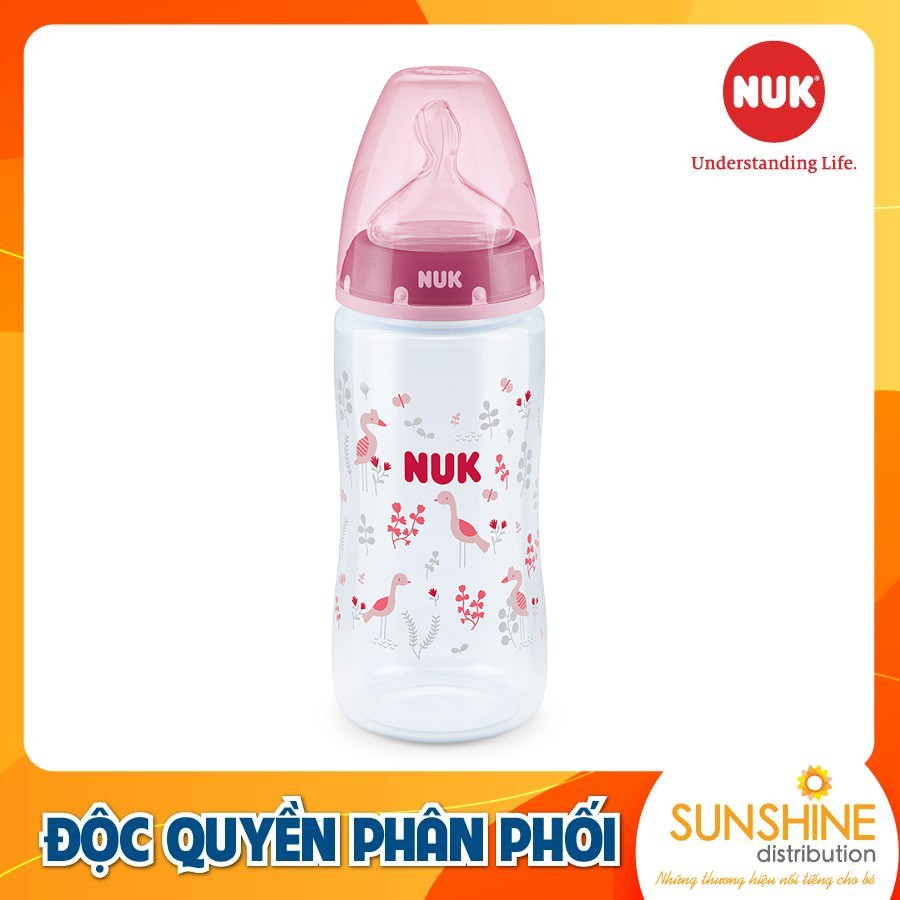 Bình sữa chống sặc NUK nhựa PP cao cấp chuẩn EU núm ti silicone chỉnh nha 300ml