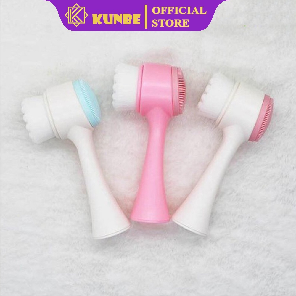 Dụng Cụ Massage Cọ Rửa Mặt 2 Đầu Silicone KUNBE, Giúp Làm Sạch Da Mặt, Loại Bỏ Bụi Bẩn Bã Nhờn