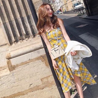 Váy xuông midi hai dây chữ A ulzzang