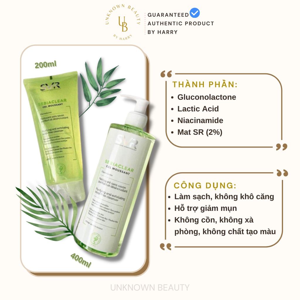 Sữa Rửa Mặt SVR Sebiaclear Gel Moussant Cho Da Dầu Mụn | Unknown Beauty