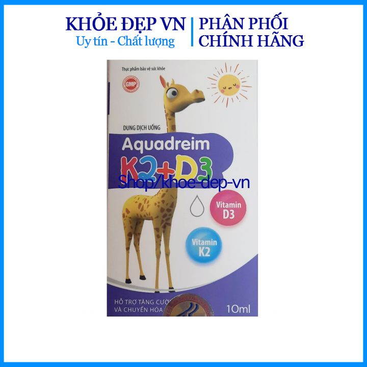 Aquadreim vitamin D3+DHA lọ 10ml bổ sung vitamin D3, cải thiện còi xương, chậm lớn cho bé từ 1 tháng tuổi.