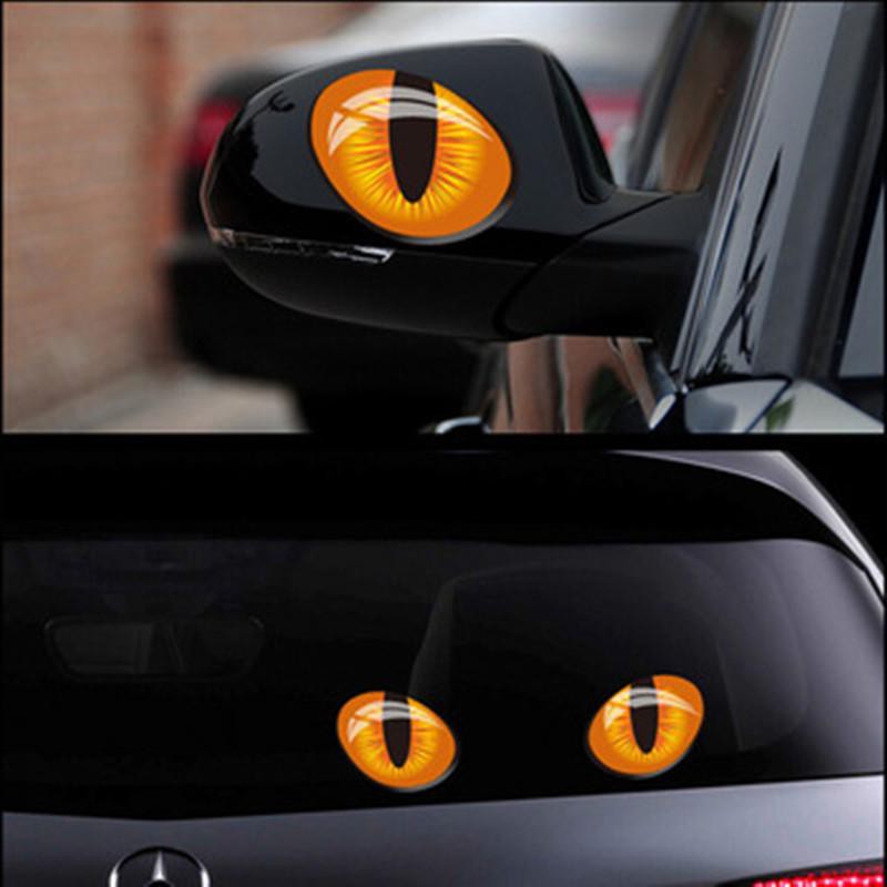 Decal bằng Vinyl hình đôi mắt 3D vui nhộn trang trí thân và cửa sổ xe hơi
