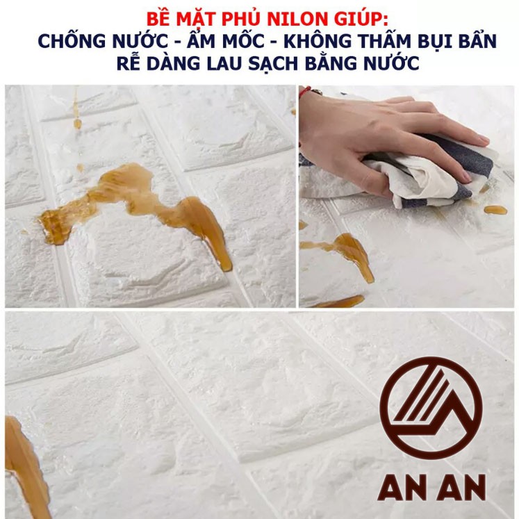 Xốp Dán Tường Giả Gạch Cao Cấp - Chính Hãng AN AN, Kích Thước 70x77cm