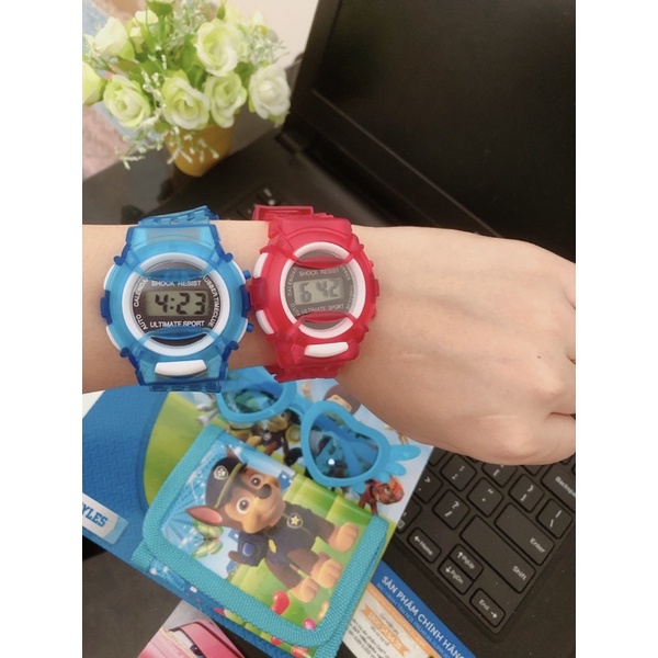 Đồ chơi cho bé, đồ chơi trẻ em Set 3 món Đồng hồ + Kính + Ví cho bé in hình hoạt hình cho bé vô cùng  thích thú