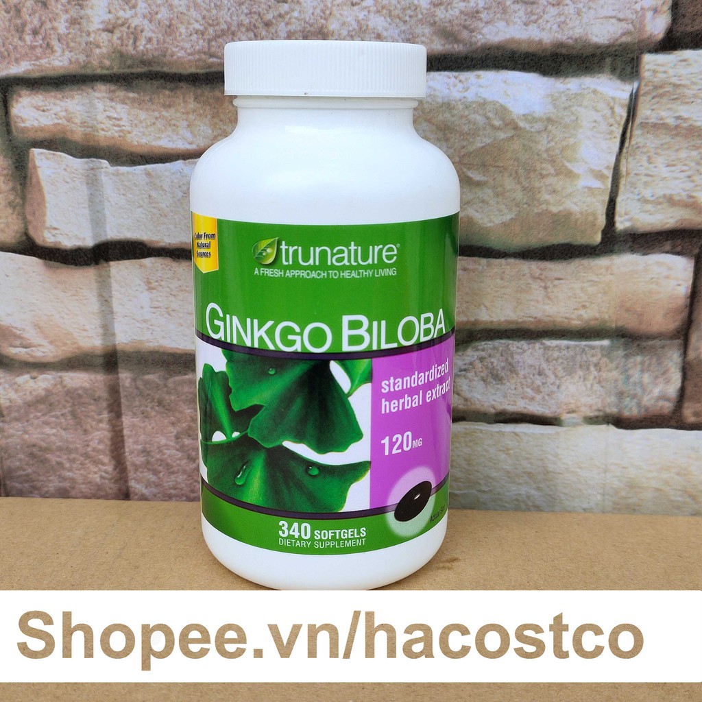 Viên uống Trunature Ginkgo Biloba 120mg 300 viên 340 viên từ trái bạch quả tăng cường sức khỏe trí não