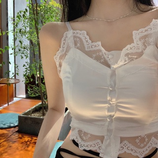 Áo croptop phối ren hoa thiết kế quyến rũ