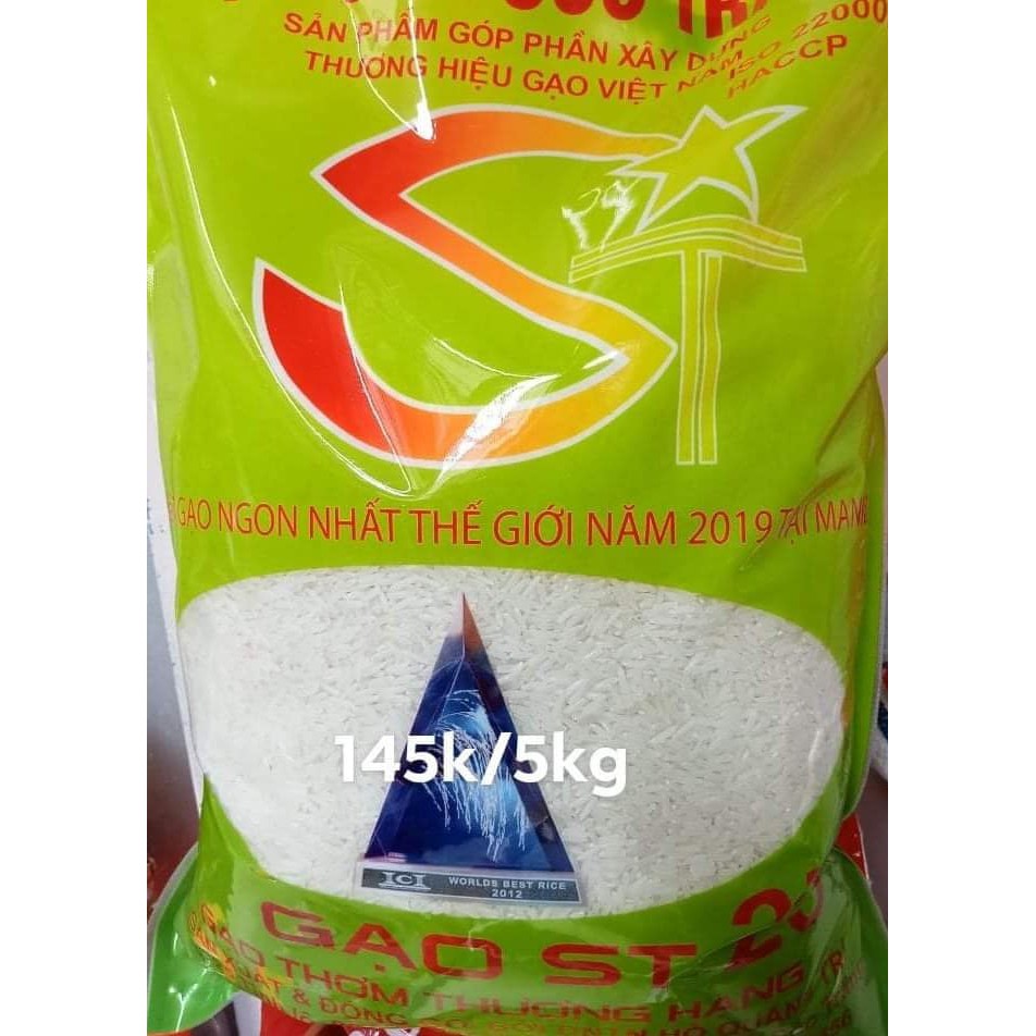 gạo ST25 Đặc sản sóc trăng bịch 10kg( gạo ngon nhất thế giới)tách lẻ 5kg