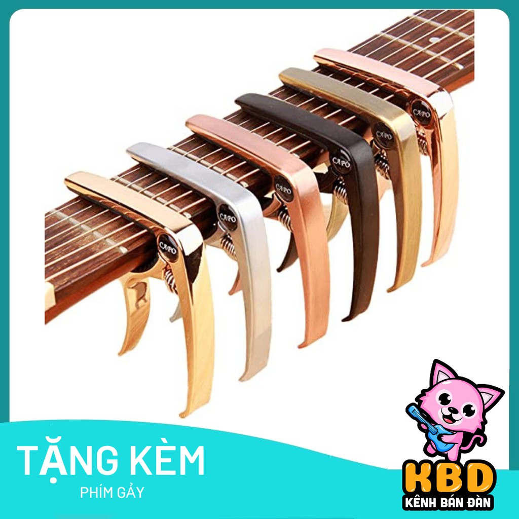 [CAO CẤP] Capo kẹp đàn guitar acoustic / guitar classic bằng kim loại sáng bóng (TẶNG PHÍM GẢY)