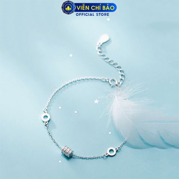 Lắc tay bạc nữ mặt trụ trắng chất liệu bạc S925 trẻ trung cá tính Viễn Chí Bảo L400670