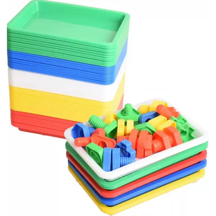 Khay nhựa chữ nhật Montessori màu sắc