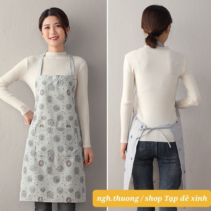 Tạp dề mẫu Nhật 100% vải cotton thô nhà bếp họa tiết Nhật có túi  quà tặng nhà mới đám cưới sinh nhật