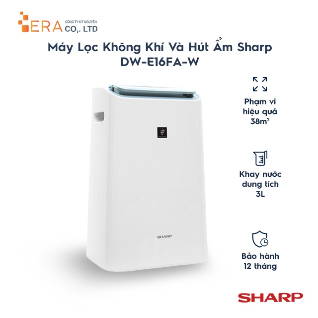 [Mã ELHA10 giảm 6% đơn 5TR] Máy Lọc Không Khí Và Hút Ẩm Sharp DW-E16FA-W