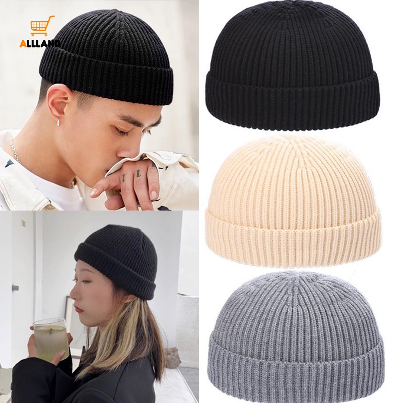 Mũ quả dưa dệt kim ngắn co giãn phong cách thời trang hiphop giản dị cho unisex