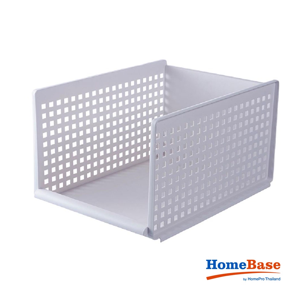 HomeBase STACKO Hộp đựng đồ bằng nhựa có thể xếp chồng lên nhau MAIE YM505 Thái Lan W34xD45xH25.3cm màu trắng