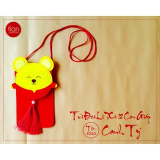 TÚI ĐEO LÌ XÌ  HANDMADE 12 CON GIÁP: TÝ