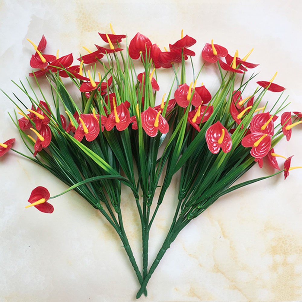 BOU Artificial Anthurium Flower Fake Plant Decor