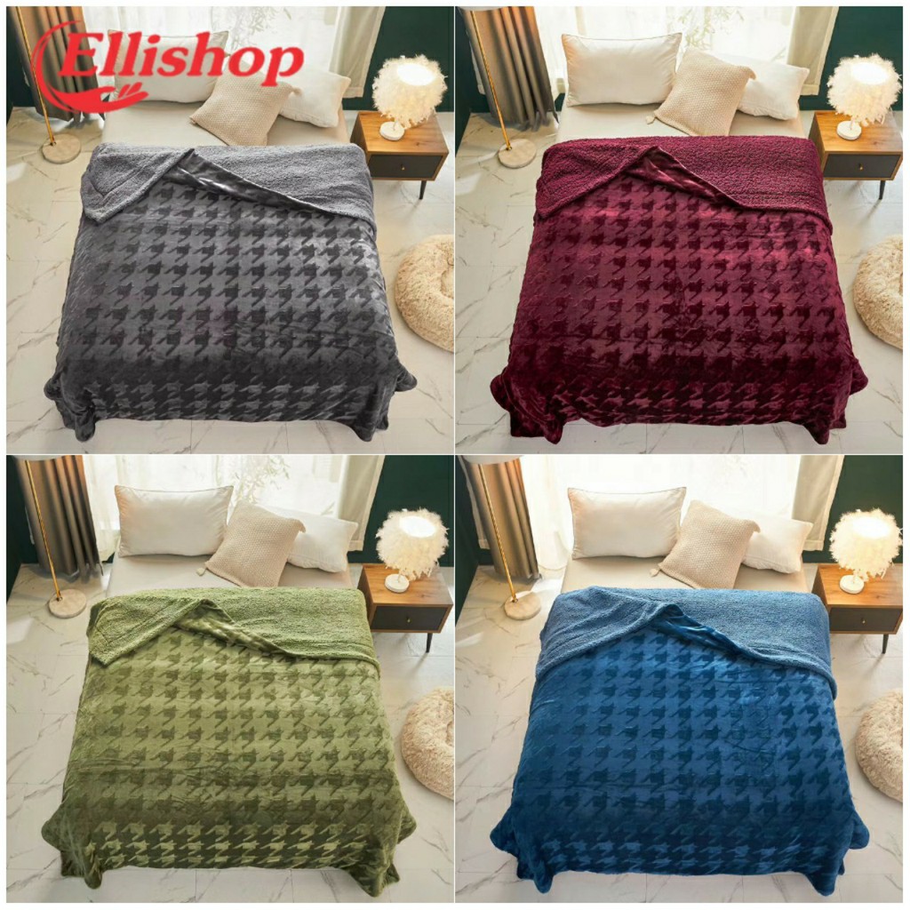 Chăn lông cừu họa tiết vân nổi mẫu 2020, Kích thước 2mx2m3 - 2kg